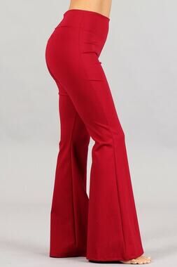 Chatoyant Ponte Flare Bell Bottoms Red Large